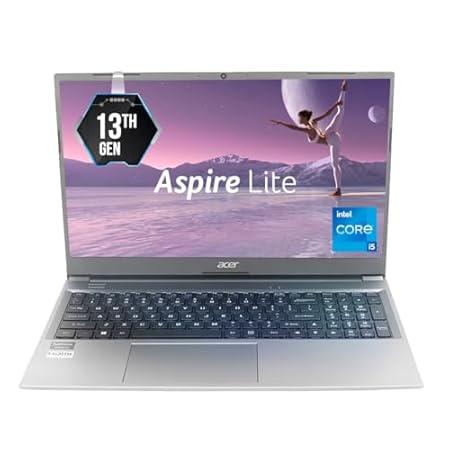 Acer Aspire Lite, 13th Gen, Intel Core i5-1334U, 16GB RAM, 512GB SSD, Full HD, 15.6"/39.62cm, Windows 11 Home, MS Office, Steel Gray, 1.59KG, AL15-53, Metal Body, Thin and Light Premium Laptop